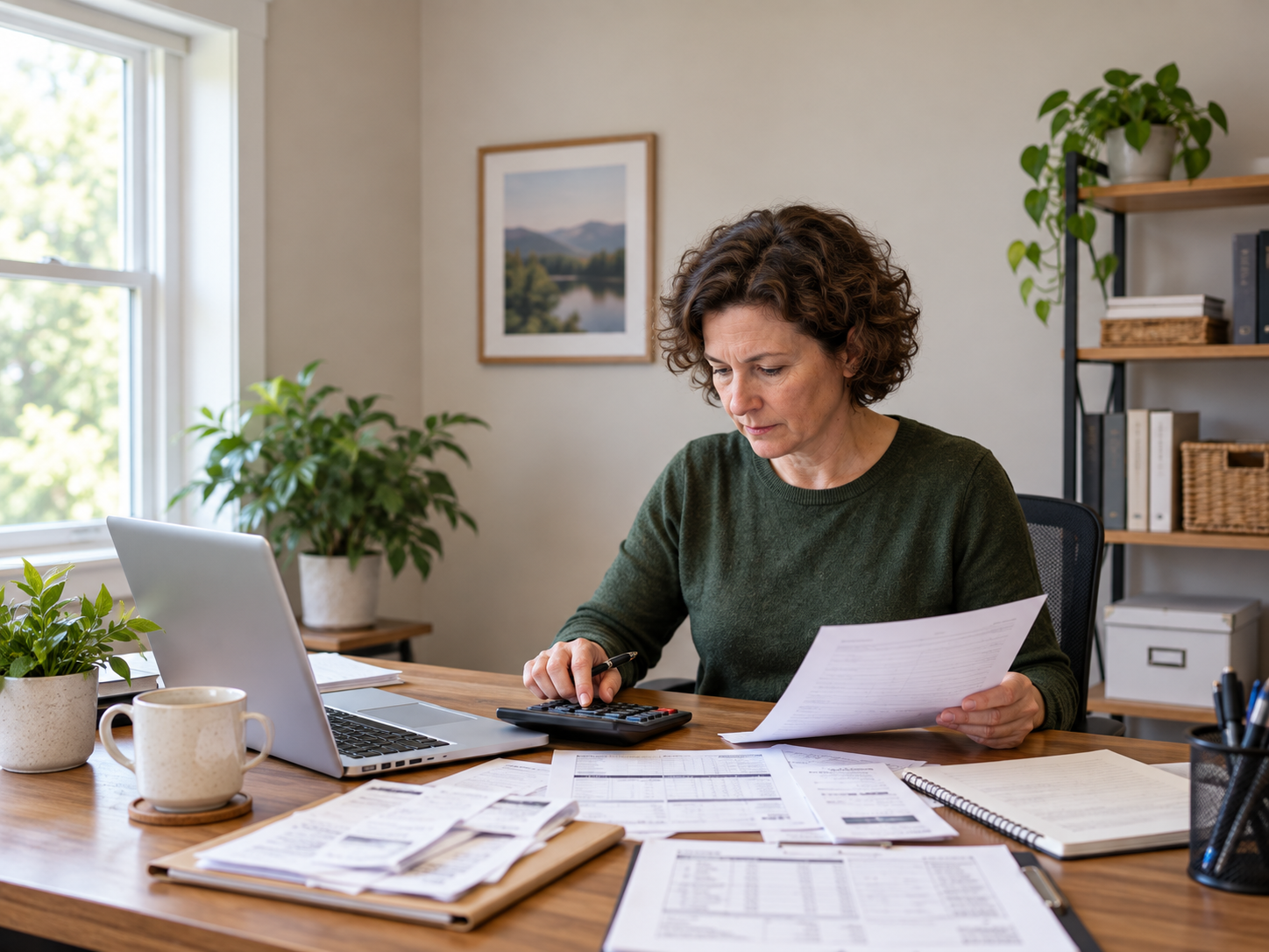Business owner reviewing cash flow and financial records before applying for a loan