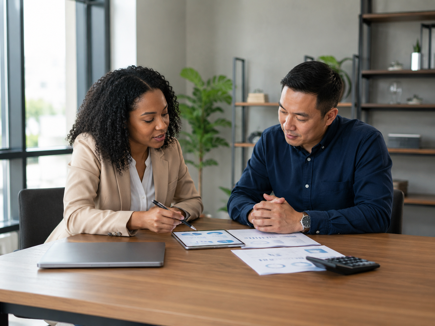 Business owner reviewing loan readiness with an adviser