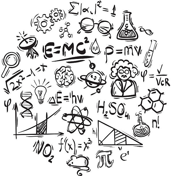 cartoon of many mathematical formulas