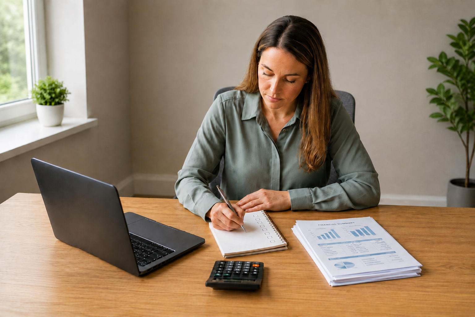 Business owner preparing small business loan questions before applying