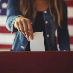 woman voting in a presidential election