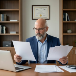 Business owner reviewing alternative financing options at an office desk