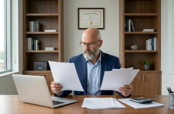 Business owner reviewing alternative financing options at an office desk