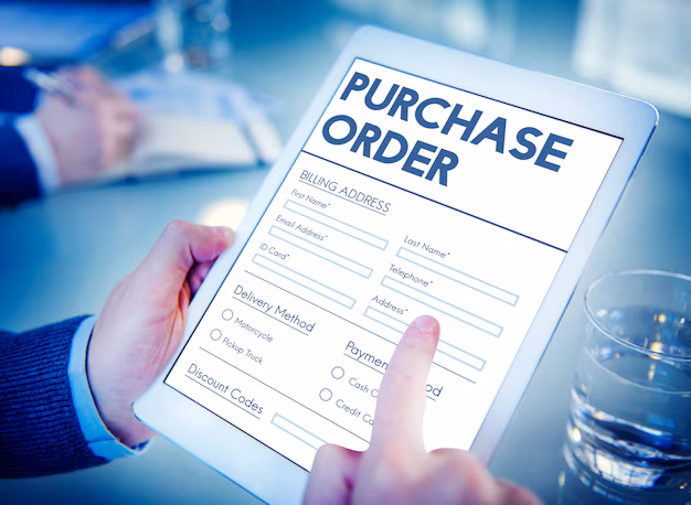 purchase order form on a tablet to remind you of purchase order financing