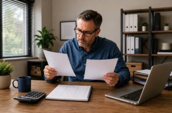Business owner reviewing refinance options for a small business loan