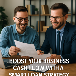 two men discussing how to use a loan to improve cash flow