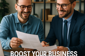 two men discussing how to use a loan to improve cash flow