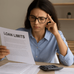 woman looing over a loan limits document