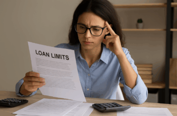 woman looing over a loan limits document