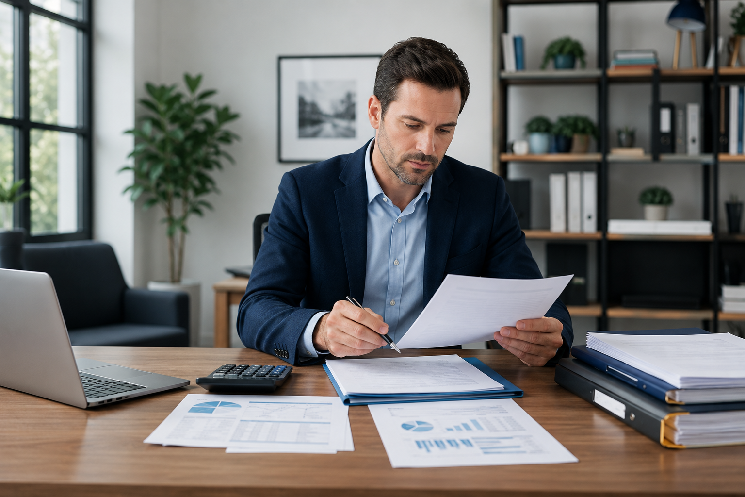 Business owner reviewing loan documents and cash flow details to avoid mistakes before applying for a business loan.