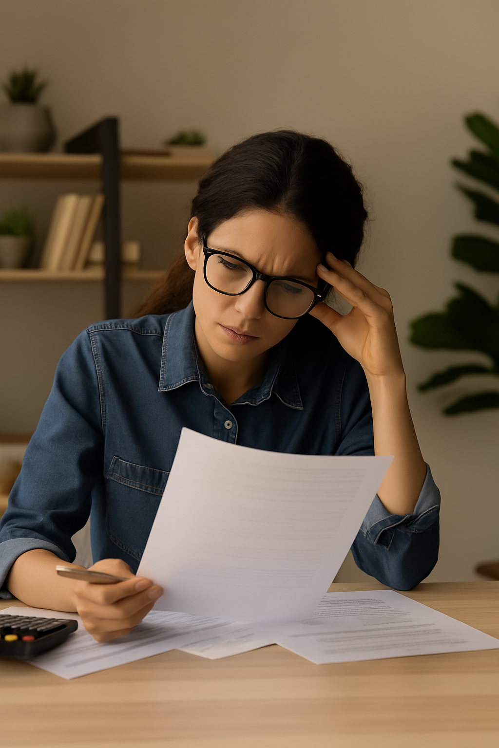 Business owner reviewing loan paperwork carefully before applying for a business loan.