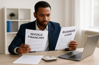 man comparing invoicing financing documents