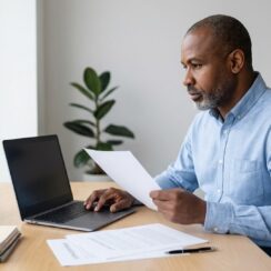 Business owner reviewing UCC lien filing before a loan closing