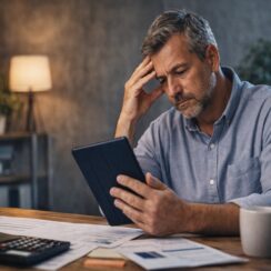 small business owner reviewing financial documents while making financing decisions under pressure