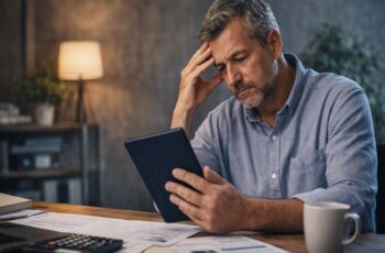 small business owner reviewing financial documents while making financing decisions under pressure