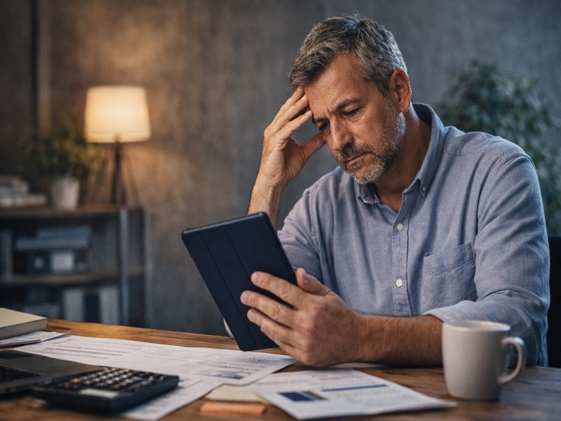 small business owner reviewing financial documents while making financing decisions under pressure
