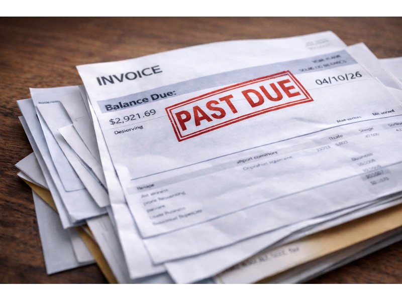 Business dependent on financing with past-due invoices signaling cash flow strain