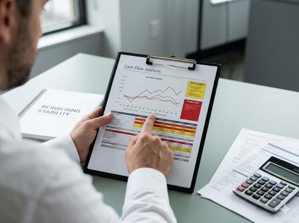 cash flow analysis showing warning signs before financing dependence develops