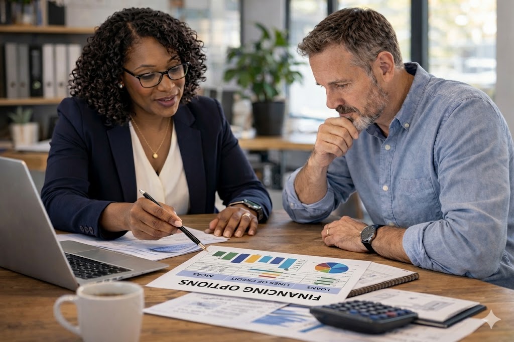 financial fatigue in business owners reviewing cash flow reports during late night planning