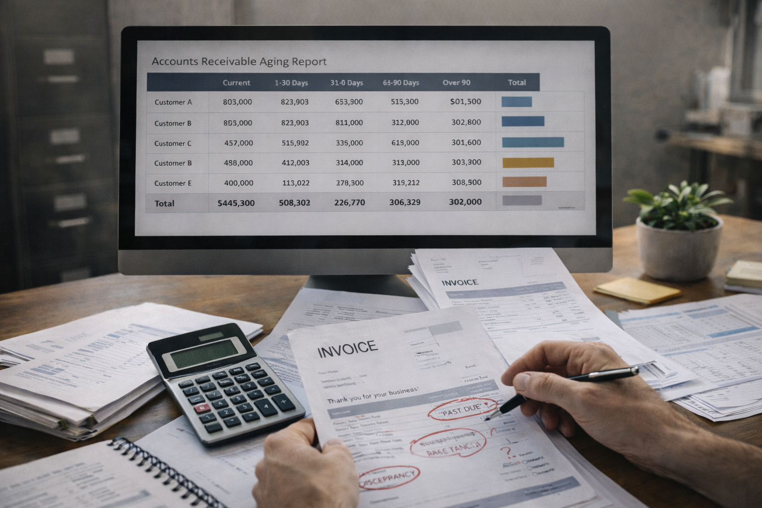 accounts receivable aging report and overdue invoices showing delayed payments impacting cash flow