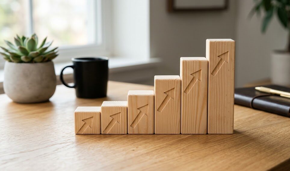 Visual representation of business growth steps used to evaluate whether financing supports expansion