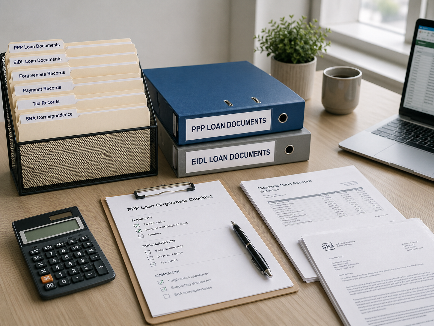 Organized PPP and EIDL loan files for small business recordkeeping
