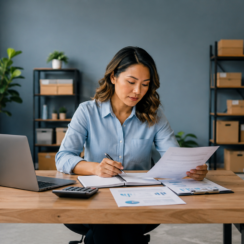 Small business owner reviewing loan renewal documents before deciding whether to borrow again.