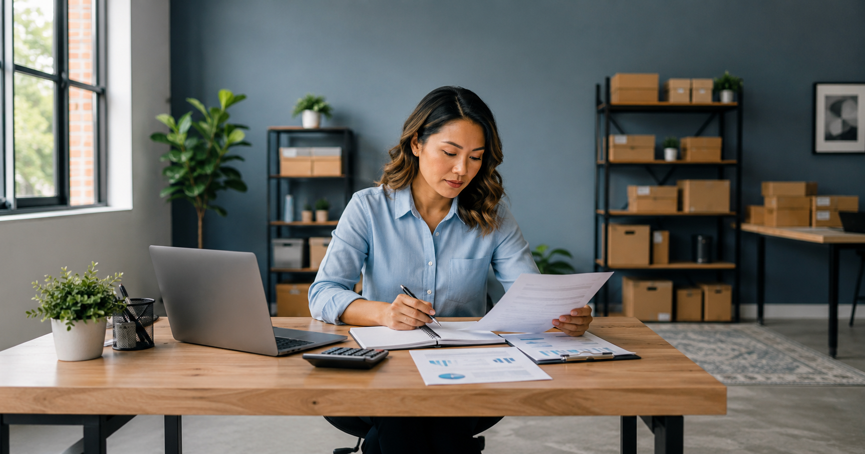 Small business owner reviewing loan renewal documents before deciding whether to borrow again.