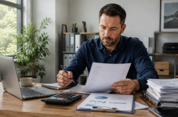 Business owner reviewing business loan requirements before applying