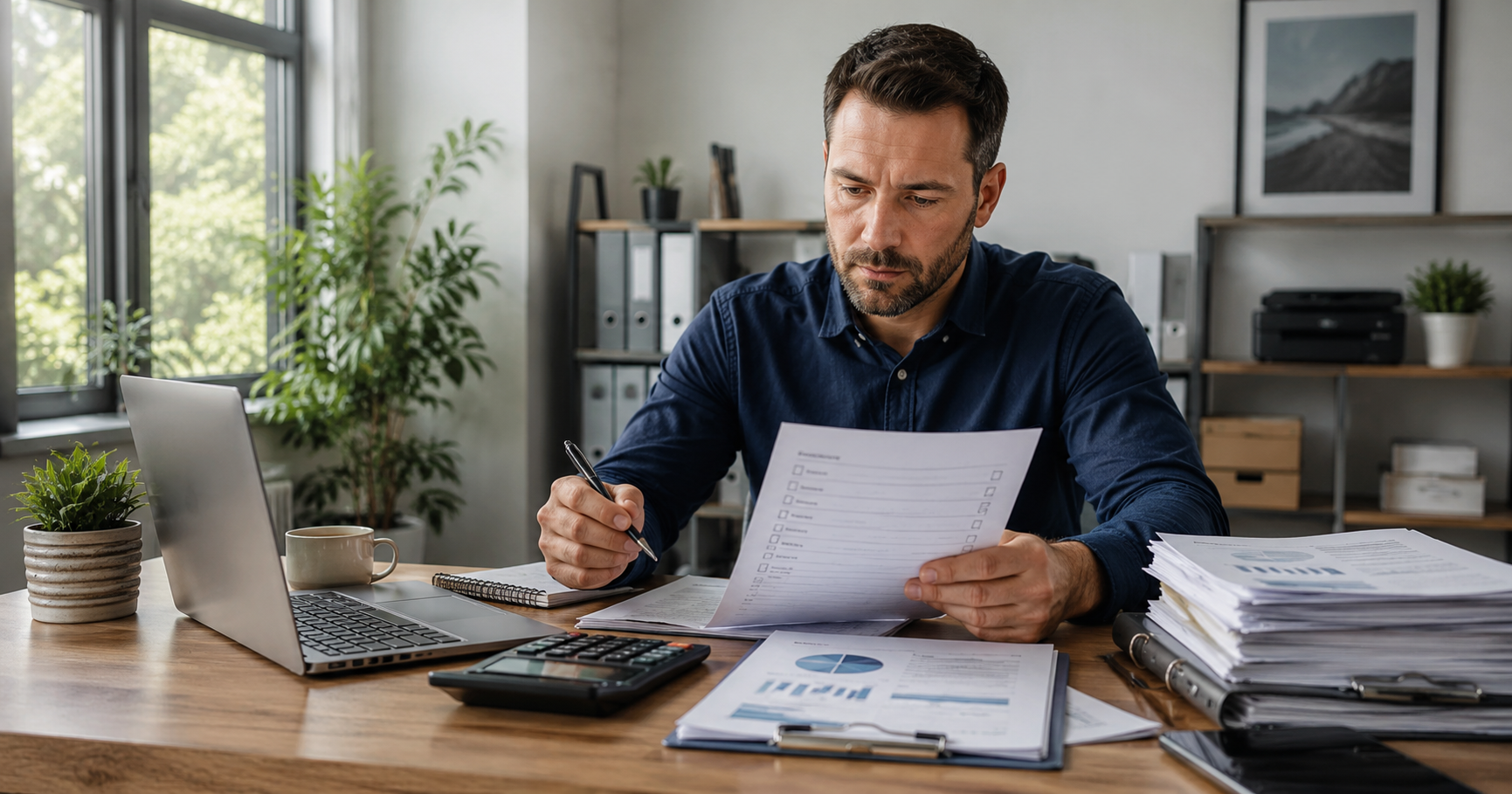 Business owner reviewing business loan requirements before applying