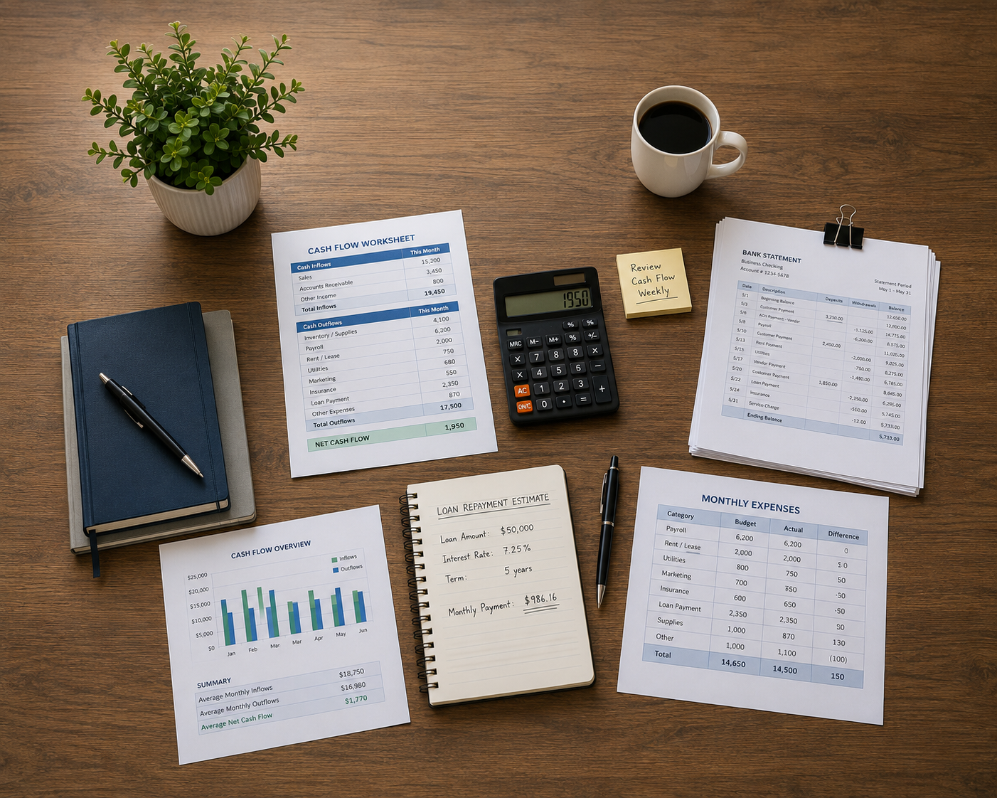 Cash flow worksheet before applying for a business loan