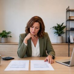 Business owner comparing business loan offers before signing