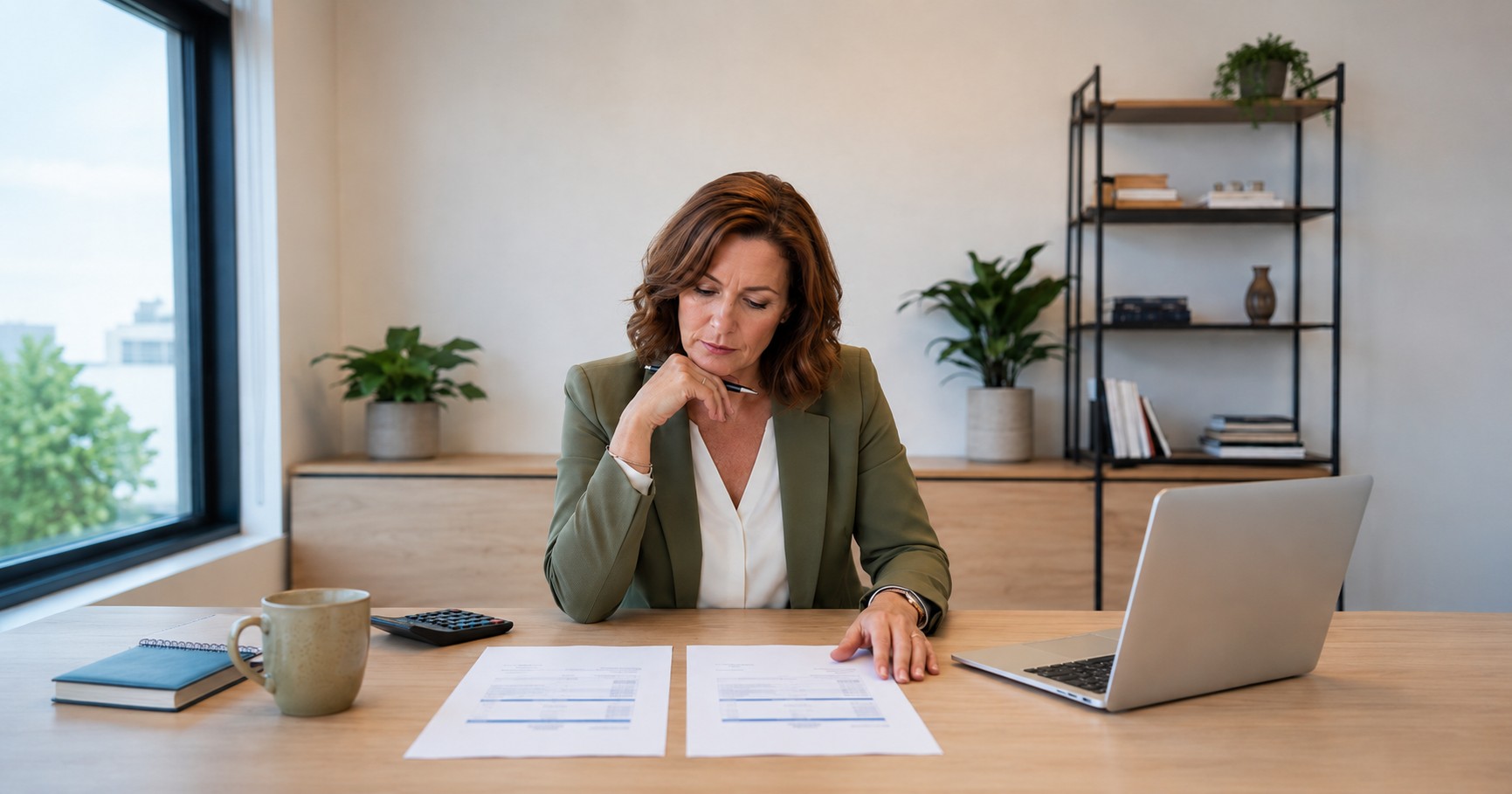 Business owner comparing business loan offers before signing