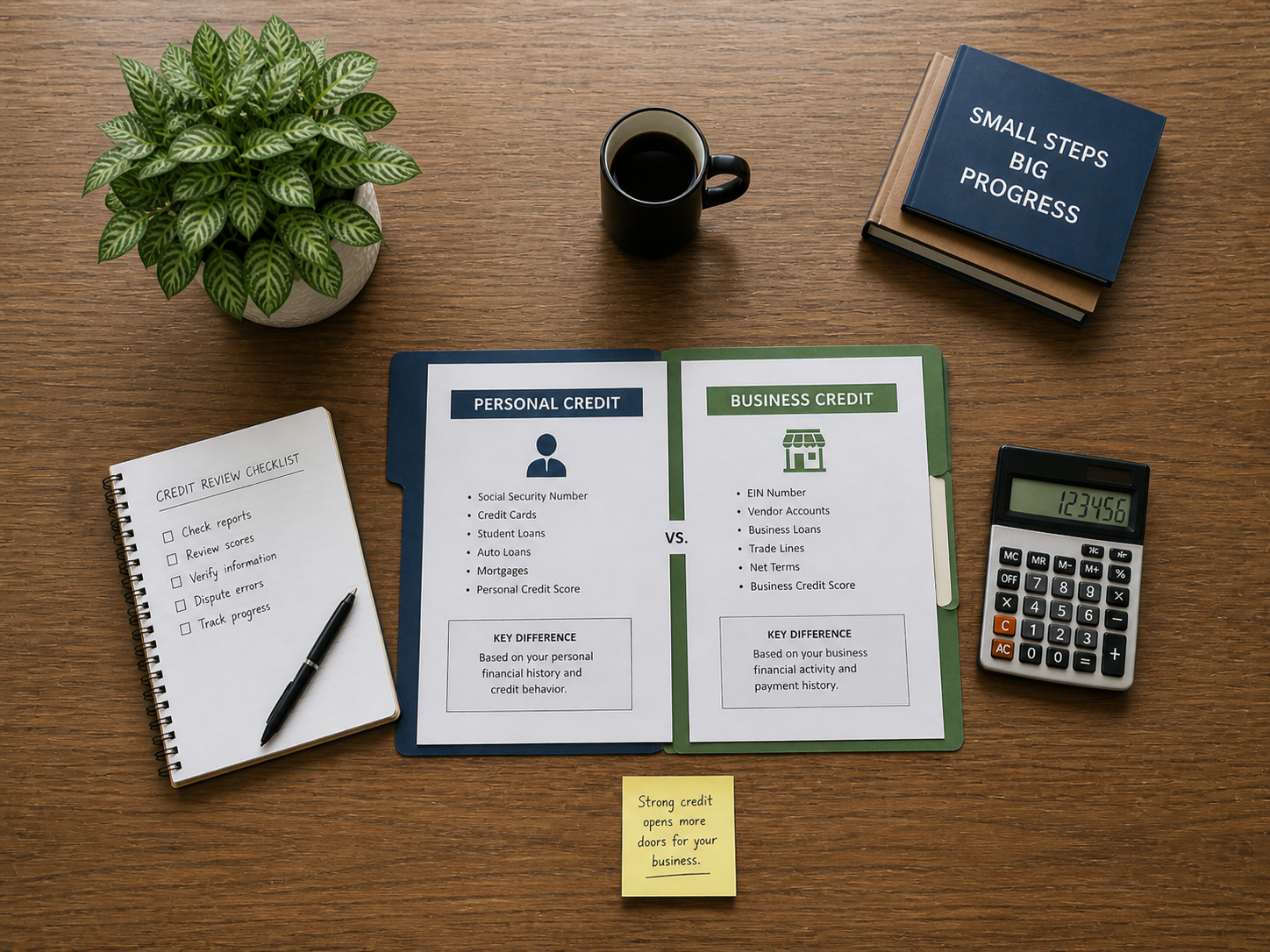 Personal and business credit comparison for small business financing