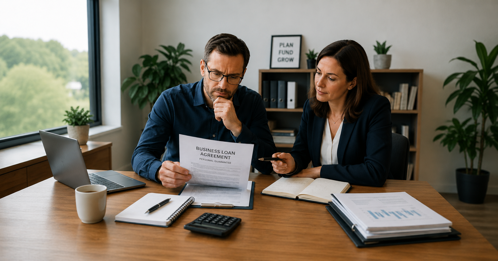 Business owner reviewing a personal guarantee business loan agreement