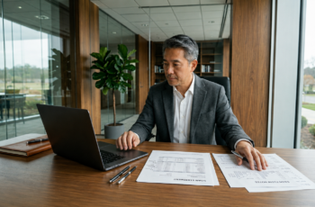 Business owner preparing to talk to a lender about cash flow