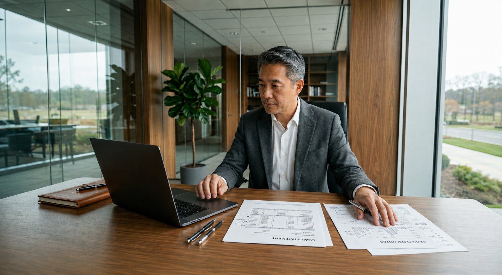 Business owner preparing to talk to a lender about cash flow