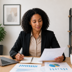 Woman entrepreneur reviewing business loan options before applying