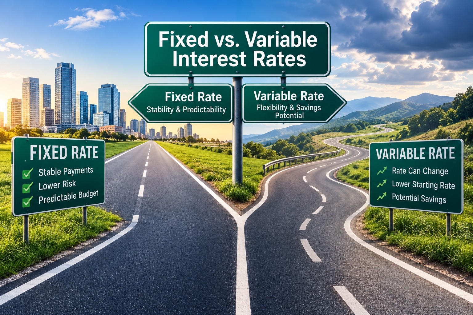 Road signs differentiating fixed vs variable interest rates