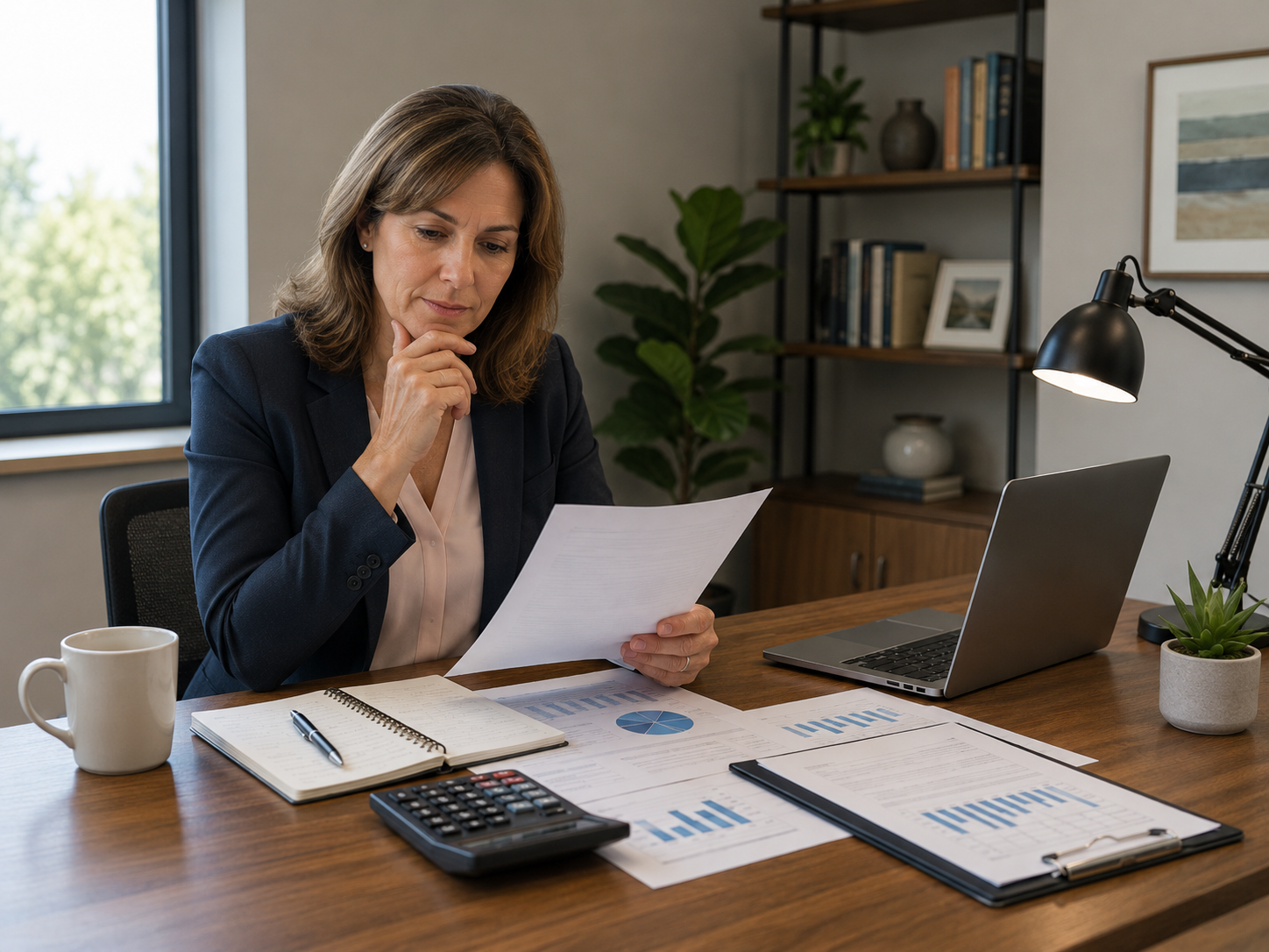 Businesswoman reviewing financial documents to compare small business loan limits