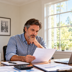 Small-business owner reviewing SBA loan documents after rule changes