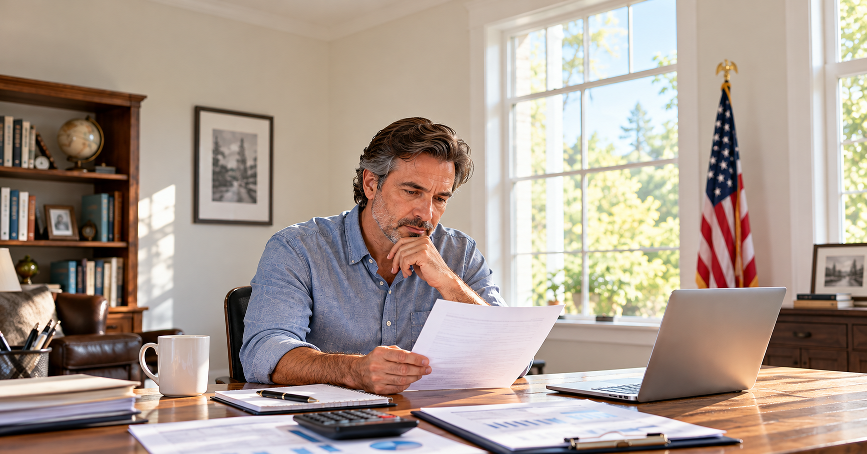 Small-business owner reviewing SBA loan documents after rule changes